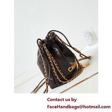 Chanel Shiny Calfskin & Gold-Tone Metal CHANEL 22 Mini Handbag AS3980 Dark Burgundy - Click Image to Close